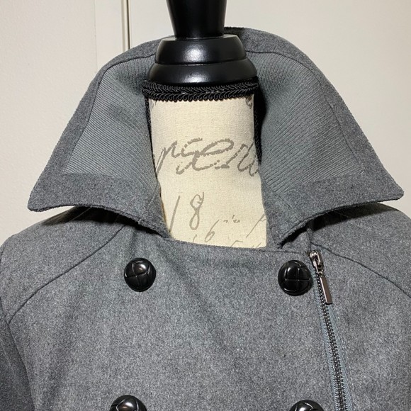 Yoki New York Outerwear Collection Peacoat Jacket Double Breasted Size M Gray - Picture 5 of 8